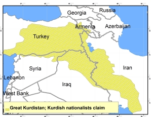 Kurdistán no mapa